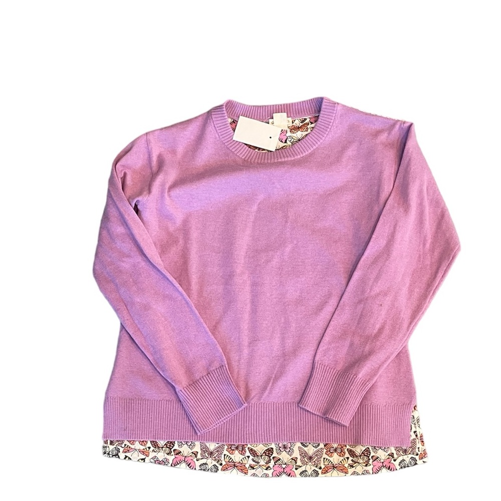 Crewcuts J. Crew girls sweater purple with butterfly design back size 10
